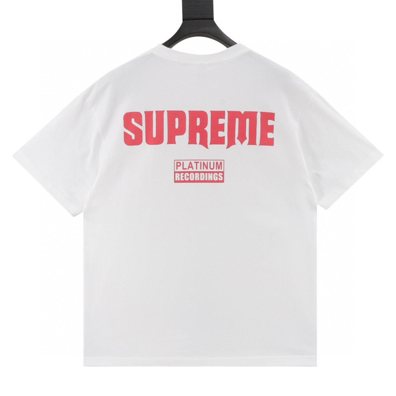 Supreme Stencil Embroidered S/S Tee — White / Black