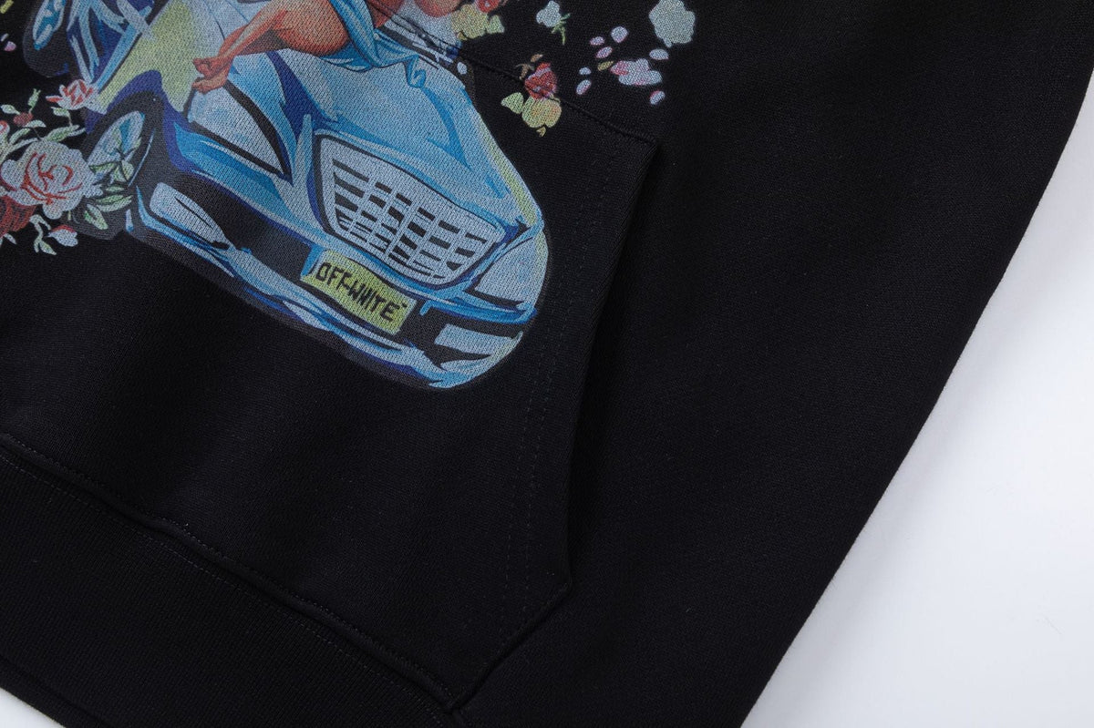 OFF WHITE Fresco Car Skate Hoodie – Black