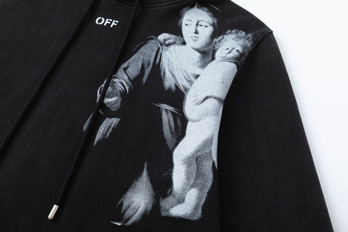 OFF WHITE Blurred Mary Hoodie – Black