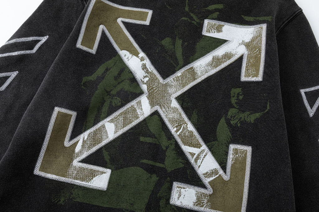 OFF WHITE Arrow Print Hoodie – Black