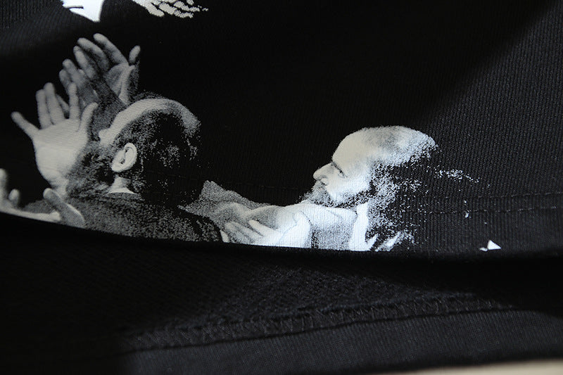 OFF-WHITE "Madonna & Child" Caravaggio Art Print Cotton Sweatshorts