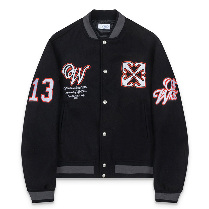 OFF WHITE Golf Varsity Jacket – Black