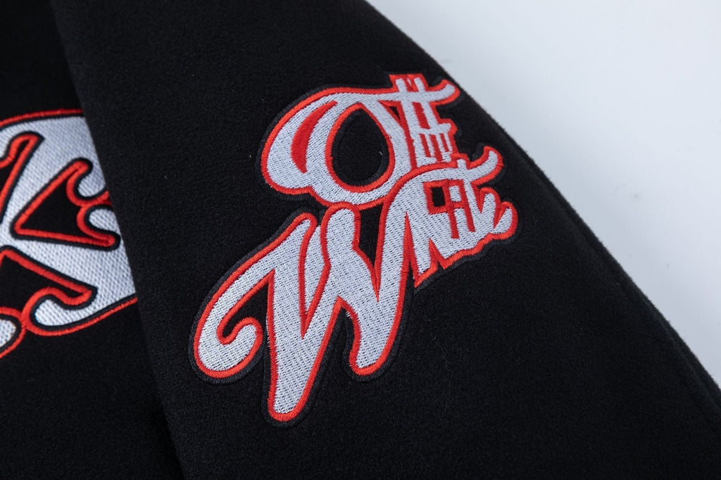 OFF WHITE Golf Varsity Jacket – Black
