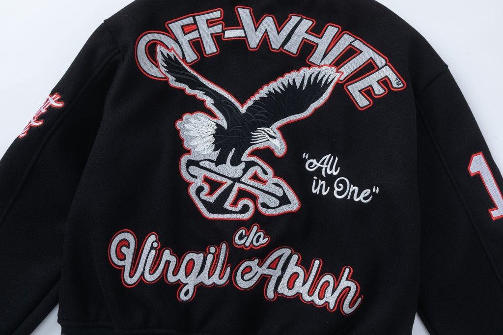 OFF WHITE Golf Varsity Jacket – Black