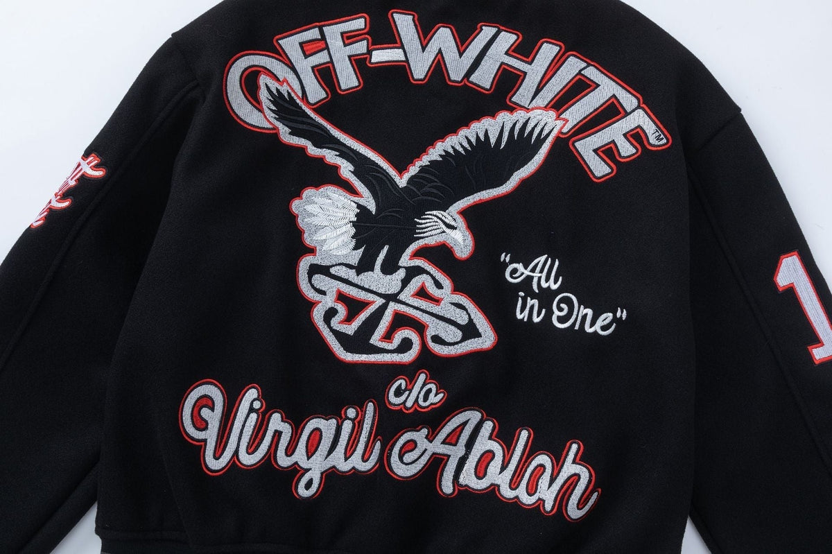 OFF WHITE Golf Varsity Jacket – Black