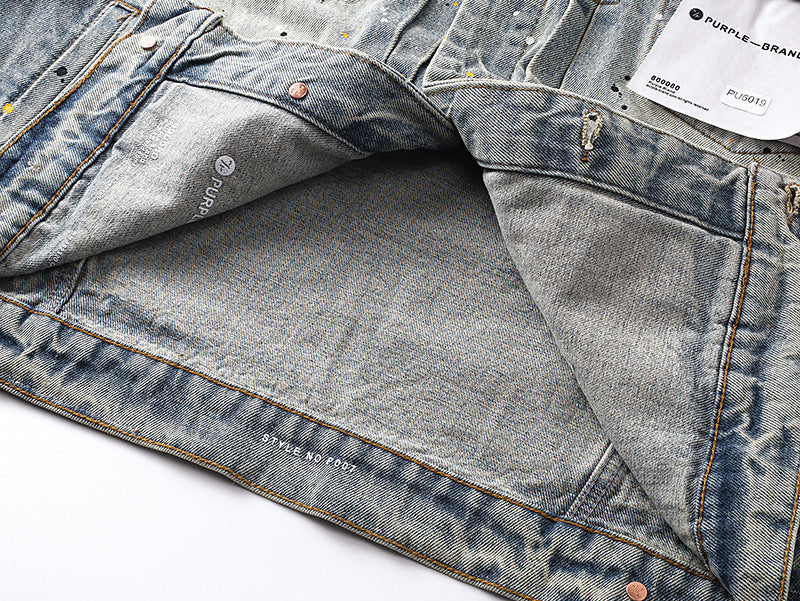 PURPLE BRAND x Denim Tears Co-Branded Vintage Washed Denim Jacket #PU6019