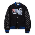 Off-White Logo Embroidered Jacket – Loose Hip Hop Streetwear (Black)