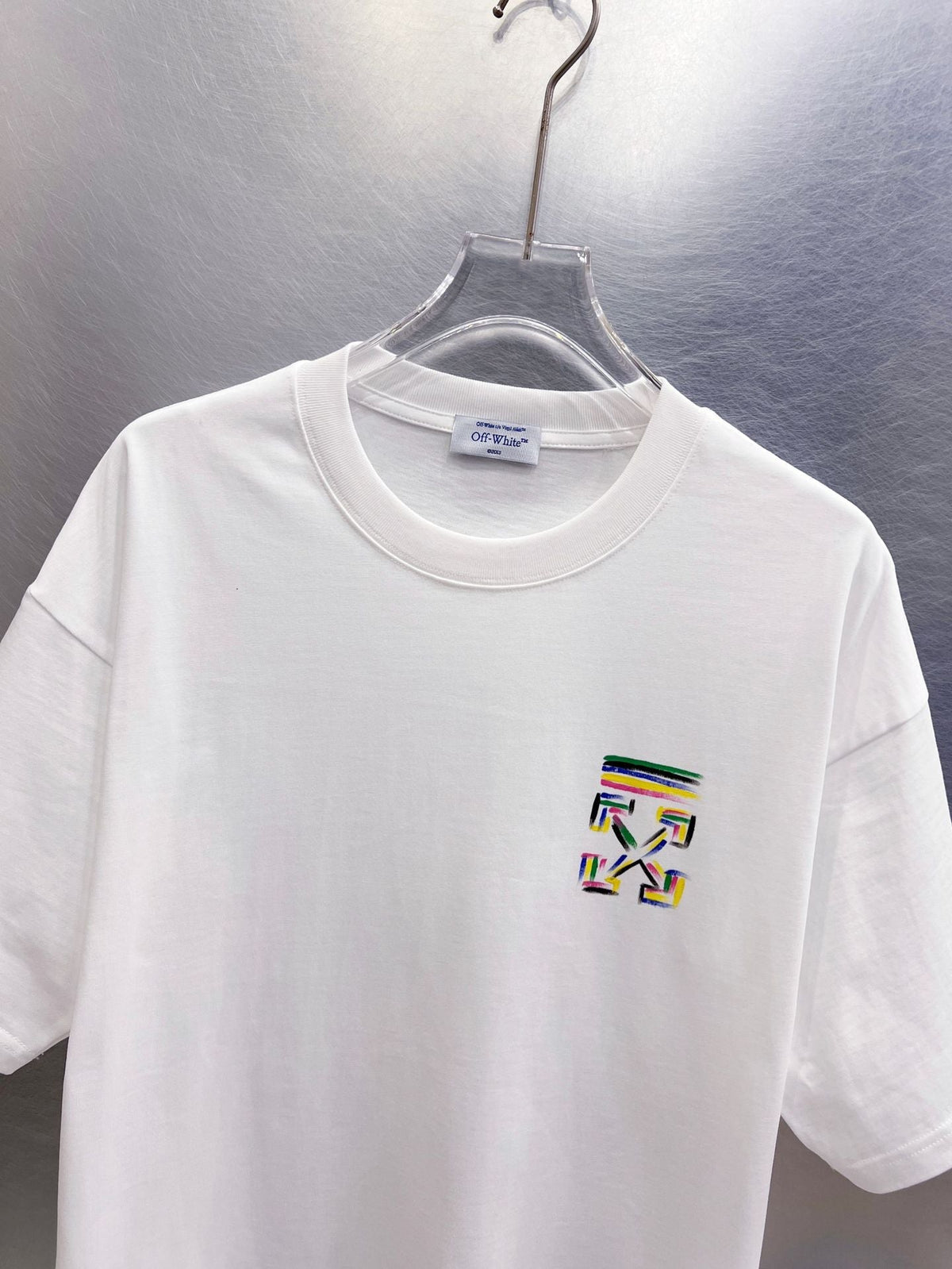 Off-White Brush Arrow Skate T-Shirt — White / Black / Blue