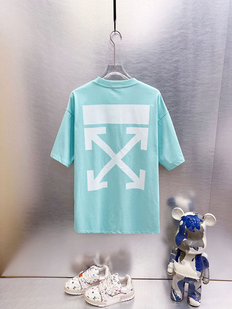 Off-White Arrow Print T-Shirt — White / Black / Cyan