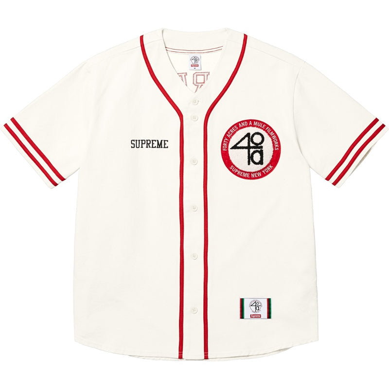 Supreme 40 Acres Twill Baseball Jersey — Black / White