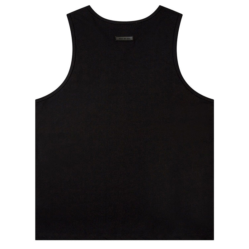 Fear of God Flocked Letter Crew Neck Sleeveless T-Shirt – Khaki / Black