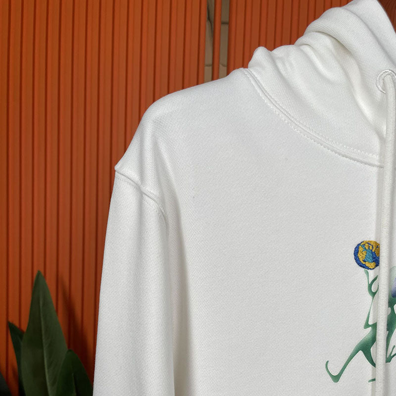 OFF WHITE Alien Embroidery Earth Pattern Hoodie – White & Black