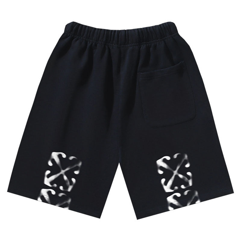 OFF-WHITE "Blur Arrow" Motion Graphic Cotton Sweatshorts