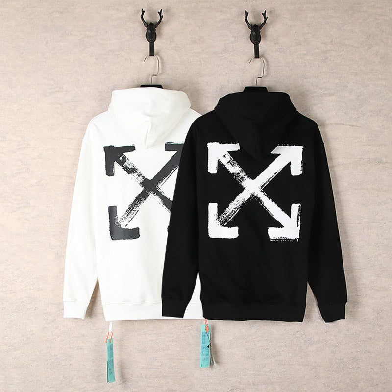 OFF WHITE Graffiti Script Logo Hoodie – Black & White