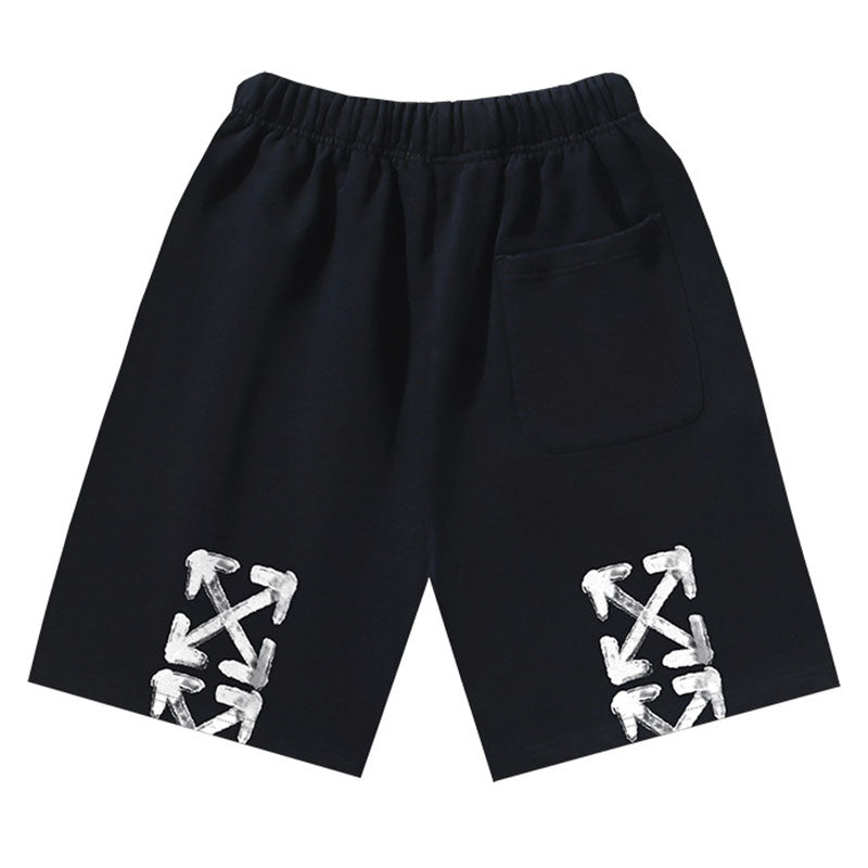 OFF-WHITE "Brushstroke Arrow" Hand-Painted Cotton Sweatshorts
