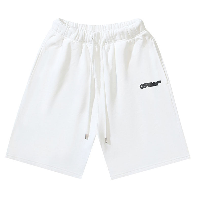 OFF-WHITE "Brushstroke Arrow" Hand-Painted Cotton Sweatshorts