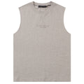 Fear of God Flocked Small Letter Print Sleeveless T-Shirt – Flowery Gray / White / Khaki