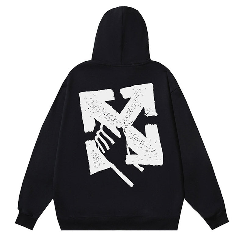 OFF WHITE Hand Arrow Boxy Hoodie – White & Black