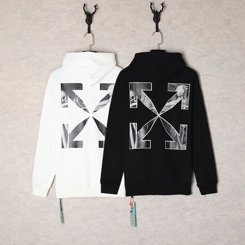 Off-White Oil Painting Series Arrow Hoodie – Monochrome Photo Print