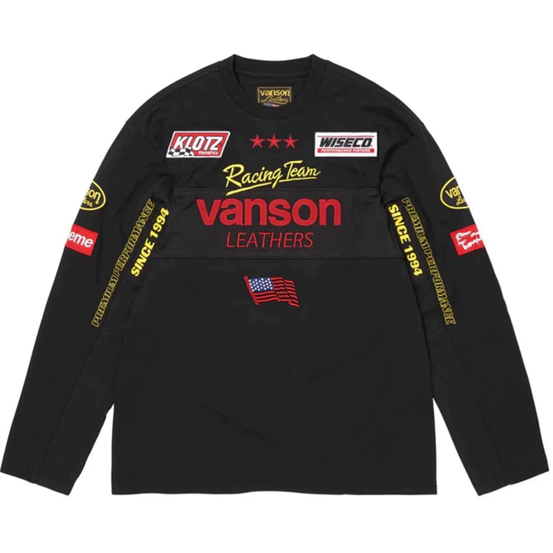 Supreme Vanson Leathers L/S Tee — Black / Beige