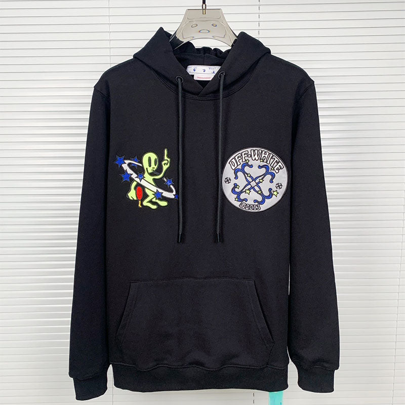 OFF WHITE Alien Arrow Pattern Hoodie – White & Black