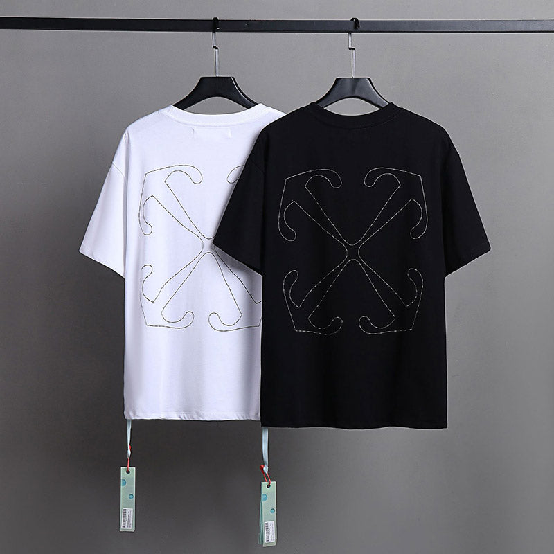 OFF-WHITE Embroidery Letter Arrow Pattern T-Shirt