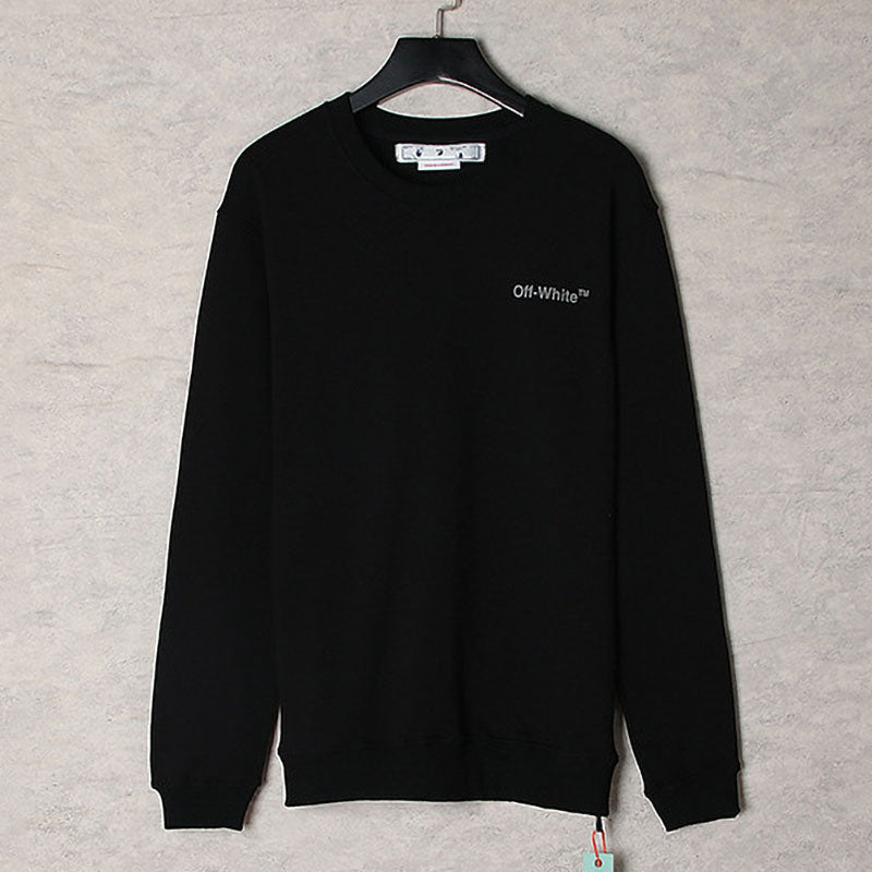 Off-White Cotton Crewneck Sweatshirt — Black