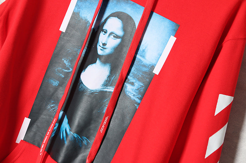 OFF WHITE Mona Lisa Frame Pattern Hoodie – Red, White & Black
