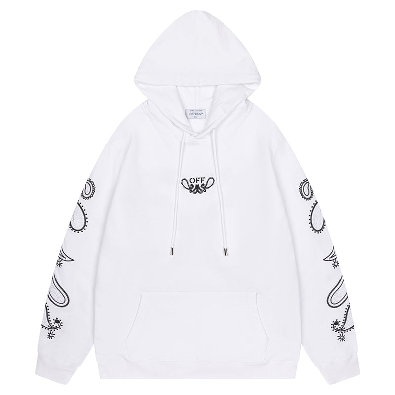 Off-White Logo Drawstring Hoodie — 100% Cotton Fleece