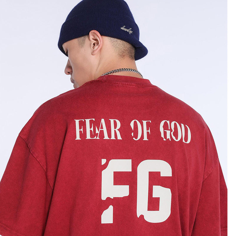 Fear of God 1977 Flocked & Glued FOG Vintage Washed T-Shirt – Black / Red / Royal Blue