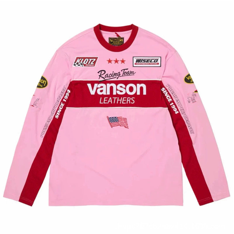 Supreme Vanson Leathers L/S Tee — Blue / Pink