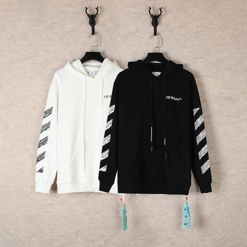 Off-White Diagonal Stripe Hoodie – Unisex Streetwear