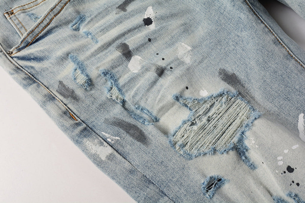 AMIRI Slim Jeans #8899 – Distressed Cotton Denim