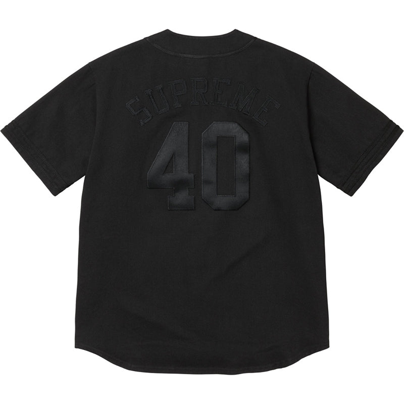 Supreme 40 Acres Twill Baseball Jersey — Black / White