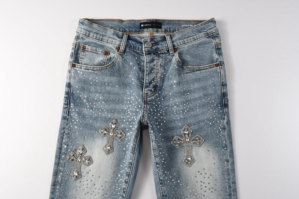 Purple Brand Crystal Diamond Skinny Jeans #9132